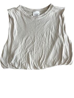 Moon Ryder Capsule Collection Bubble Hem Tank Taupe Sleeveless Top L